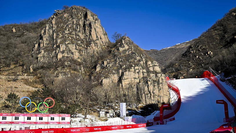 Der landschaftlich spektakuläre Zielhang der Männer-Abfahrt in Yanqing