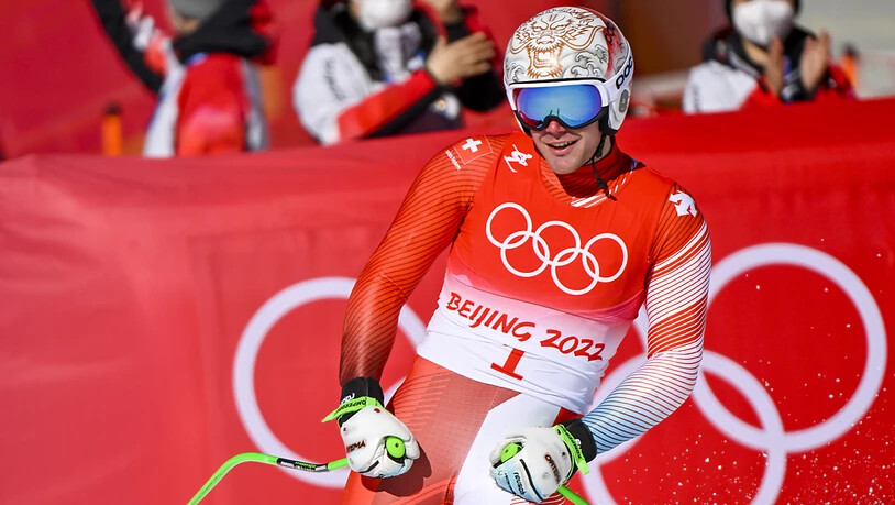 Der Bündner Stefan Rogentin klassiert sich im olympischen Super-G als bester Schweizer nur im 14. Rang