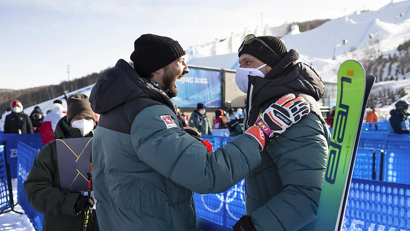 Olympiasieger unter sich: Ryan Regez (links) und Mike Schmid, der 2010 im Skicross triumphierte