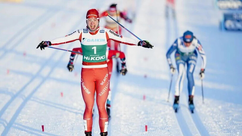 Nadine Fähndrich freut sich über ihren zweiten Einzelsieg im Weltcup