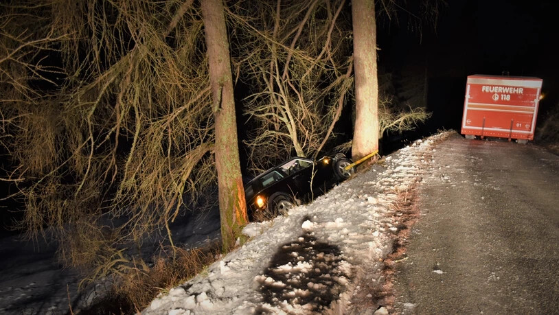 Neben der Strasse gelandet: Das Unfallauto musste von der Pikettgarage geborgen werden.