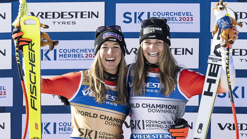 Zwei Medaillen für die Schweiz: Jasmine Flury (links) und Corinne Suter zusammen auf dem Podest.
