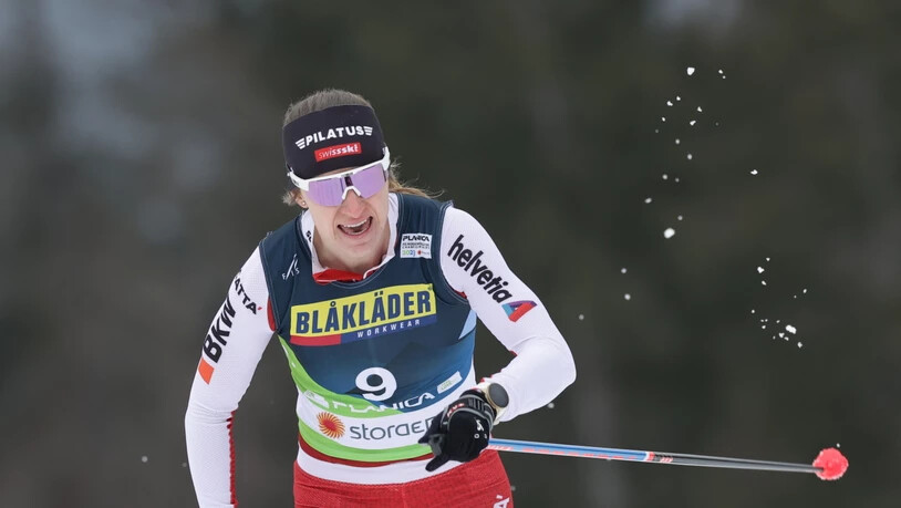 Nadine Fähndrich in der Loipe