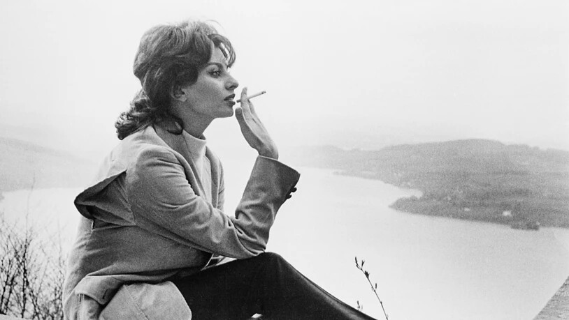 Sophia Loren im April 1959 vor dem Panorama des Vierwaldstättersees. (Archivbild)