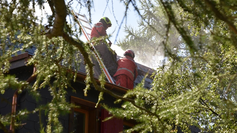 Ausgerückt: Die Feuerwehr Domleschg stand mit 17 Einsatzkräften im Einsatz.