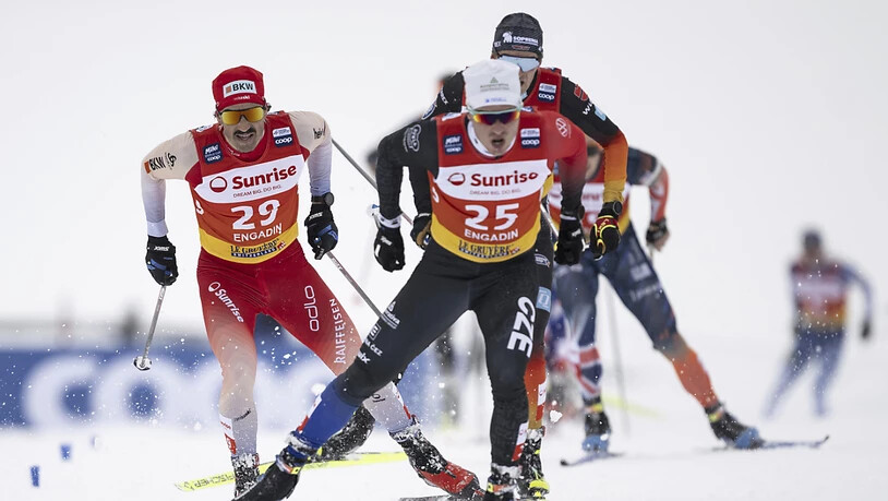 Mit den Besten auf der Strecke von St. Moritz nach Silvaplana gut mitgehalten: Jonas Baumann (li.)