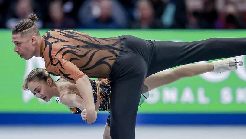 Oxana Vouillamoz und Tom Bouvart bei der Kür an den Weltmeisterschaften in Boston