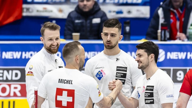 Das Schweizer Team um Skip Yannick Schwaller (ganz links) hofft auf viele Erfolgserlebnisse an der WM in Moose Jaw