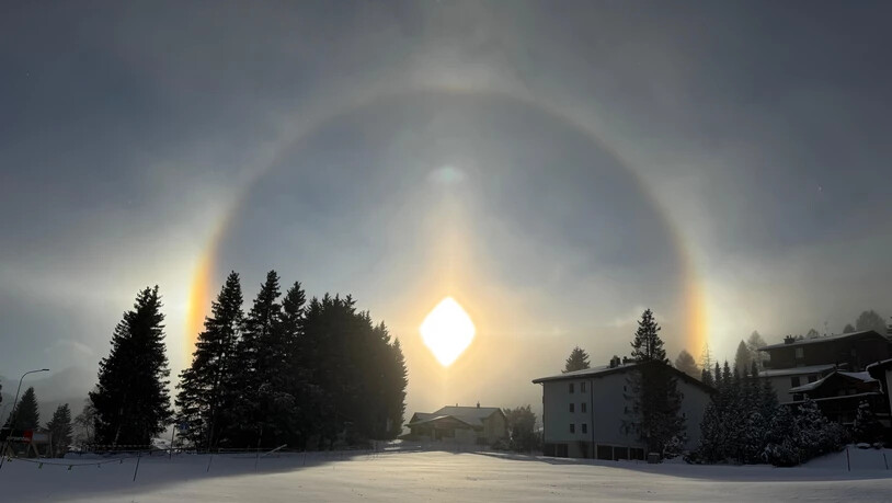 Valbella: Verschneite Abendstimmung.