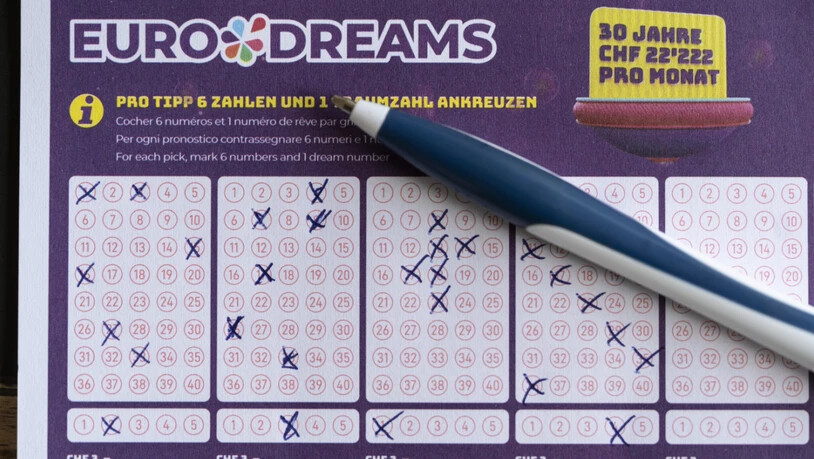 Sechs Personen haben die richtigen Eurodreams-Zahlen erraten und erhalten während fünf Jahren eine monatliche Zahlung von 2222 Franken. (Archivbild)