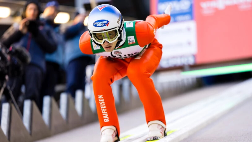 Auf der Suche nach der idealen Anlauf-Position: Gregor Deschwanden