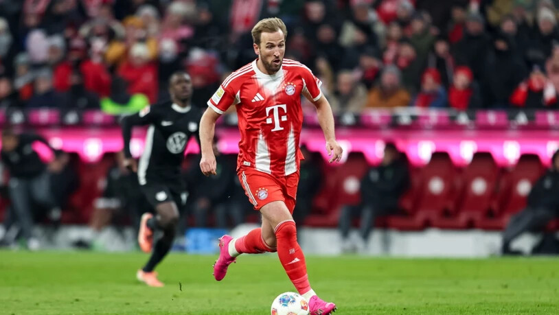 Vergleichsweise bescheiden: Harry Kane steuerte zum 8:1 der Bayern gegen Wolfsburg "nur" ein Tor bei