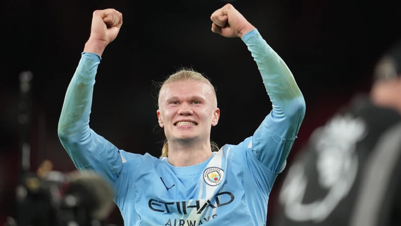Die grosse Freude von Erling Haaland nach seinem Penaltytor an der Anfield Road