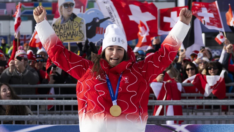 Mathilde Gremaud geniesst es, den Triumph in Anwesenheit von Zuschauern und ihrer Fans feiern zu können