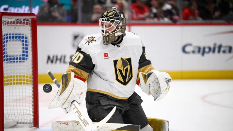 Nach drei Gegentoren im Mitteldrittel: Vegas-Goalie Akira Schmid muss in Washington als Verlierer vom Eis