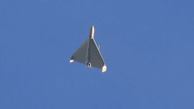 ARCHIV - Kampfdrohne vermutlich vom Typ Shahed 136 (Schahed 136) iranischer Bauart. Diese Drohnen nutzt Russland oft für den Beschuss von Zielen in der Ukraine. Foto: Efrem Lukatsky/AP/dpa