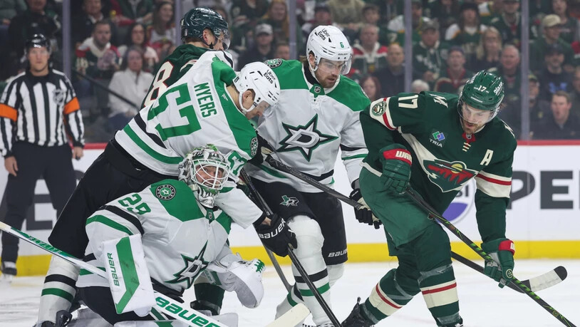 Die Dallas Stars mit Lian Bichsel (Mitte) unterliegen Minnesota Wild in Spiel 5