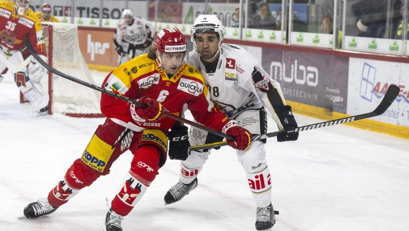 Nicolas Müller (links) spielte zwei Saisons für den EHC Biel - nun wechselt er zu Servette