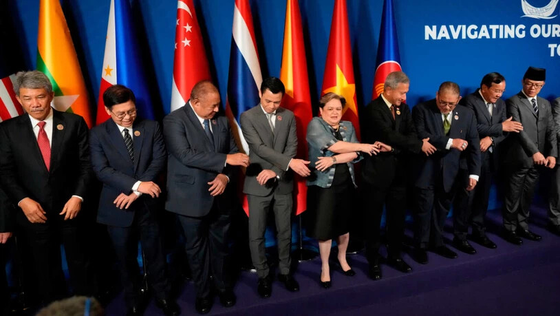 dpatopbilder - Das ASEAN-Außenministertreffen auf der Mactan Expo auf den Philippinen. Foto: Aaron Favila/Pool AP/AP/dpa