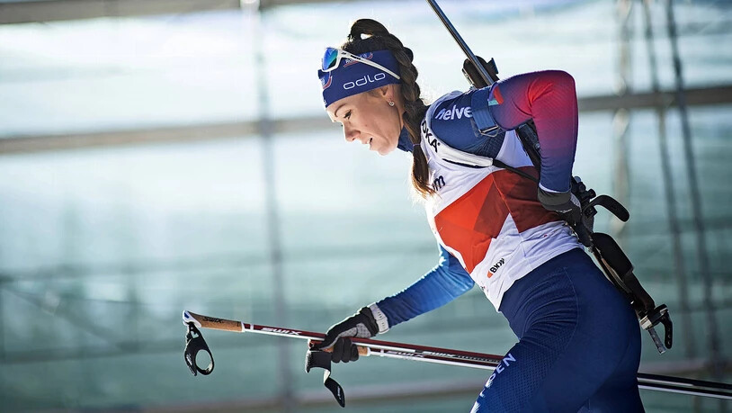 Voller Fokus: Selina Gasparin bereitet sich in Lantsch/Lenz auf die Saison vor.