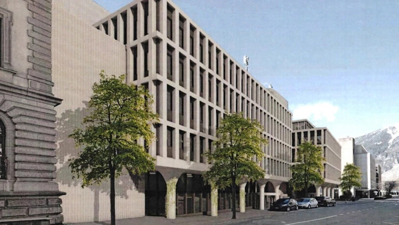 So soll es dereinst aussehen: Statt blauer Metallfassade soll künftig Beton das Erscheinungsbild prägen, wo heute die Blaue Post steht.