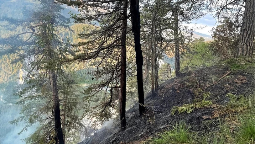 Rauchentwicklung: In einem steilem Gebiet bei Flims ist es am Donnerstagmorgen zu einem Brand gekommen.