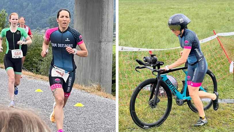 Den Gesamtsieg knapp verpasst: MIchelle Menzi wird am Linthathlon zweite, auch, da sie als Spezialistin über die Langdistanz die Wechsel nie trainiert.