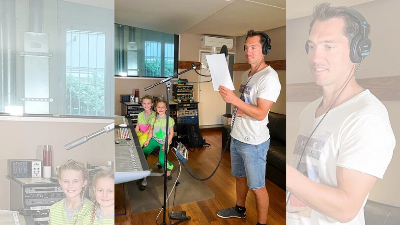 Neue Aufgabe: Carlo Janka spricht im Studio die Rolle des Pistenwarts Gian ein.