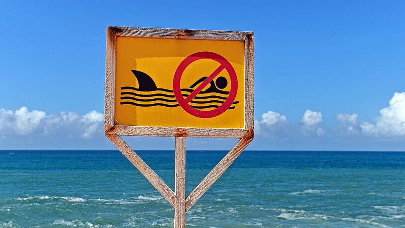 An bestimmten Meeresabschnitten kann das Baden wegen Haien verboten sein  – solche Warnschilder sollte man dann auch ernstnehmen.