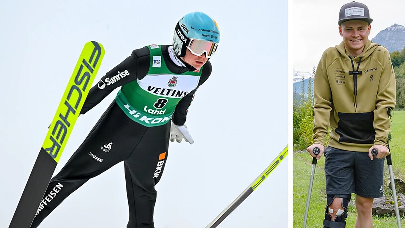 Das Lachen nicht verloren: Trotz Operation, Krücken und langer Verletzungspause blickt der Nordisch Kombinierer Pascal Müller bereits wieder positiv in die Zukunft.