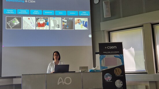 Samantha Paoletti, Co-Leiterin des Bereichs Biowissenschaften am CSEM, erläutert wie Partnerschaften Innovationen ermöglichen.