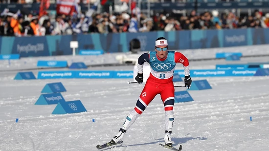 Die Norwegerin Marit Björgen alleine auf weiter Flur bei ihrem Solo-Sieg über 30 km