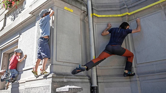 Hoch hinaus: Geklettert wird unter anderem auch an Gebäudefassaden.