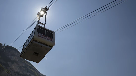 Die Saleve-Seilbahn , aufgenommen im August vor einem Jahr.