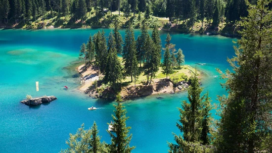 In der Mitte des Sees: Der Badegast wollte zu der Insel schwimmen, als er nach drei Viertel der Strecke einen Bauchkrampf bekommen hat.