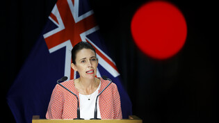 New Zealand Prime Minister Jacinda Ardern speaks to the media during a press conference at Parliament in Wellington, New Zealand, Sunday, January 23, 2022. The prime minister announced that New Zealand will be moving to the red traffic light setting at…