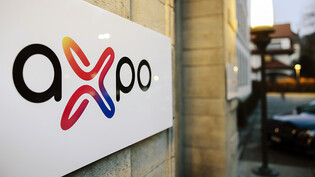 Das Logo des Energiekonzerns Axpo am Hauptsitz in Baden. (Archivbild)