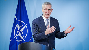 Nato-Generalsekretär Jens Stoltenberg bei einer Pressekonferenz. Foto: Kay Nietfeld/dpa