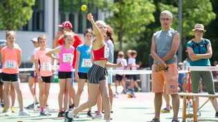 Wurfstark: Impressionen vom Leichtathletik UBS Kids Cup Final in Chur fotografiert bei der Sportanlage Sand in Chur. 
