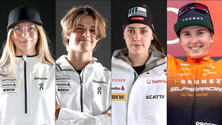 Drei Frauen, ein Mann: Xenia von Siebenthal, Fadri Rhyner, Marina Kälin und Anina Hutter (von links) stehen als Nachwuchssportlerin oder Nachwuchssporler des Jahres zur Wahl.