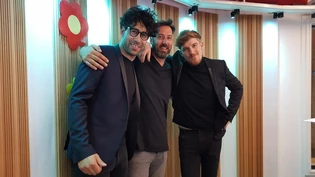 Noah Veraguth (links) und Gabriel Spahni (rechts) mit RSO-Moderator Dario Linder. 