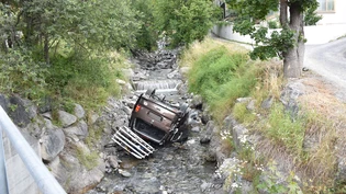 Unbemannt rollte ein Auto eine Hauseinfahrt hinunter und stürzte ins nahe Bachbett.
