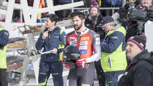 Michael Vogt (21) im Zielraum in St. Moritz