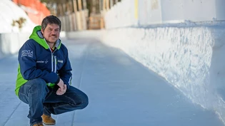 Damian Gianola posiert im Startgelände in St. Moritz.