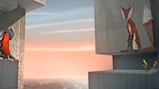 Backpacker Ato trifft in einem Beton-Rohbau in trostloser Landschaft auf ein quirliges Füchslein.