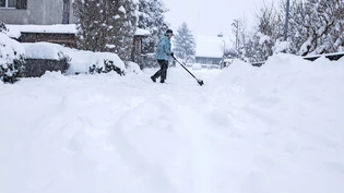 Zweimal ein halber Meter: Im Januar schneit es im Glarnerland gleich zweimal heftig. Doch Föhn und Regen blasen und spülen die weisse Pracht bald wieder weg – dort, wo ihnen nicht schon die Schneeschaufel zuvorgekommen ist, so wie hier in Mollis. Bild Sas