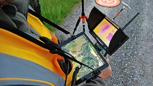 Wärmebild: Ein lebendes Wesen zeigt sich auf dem Monitor als heller Fleck.