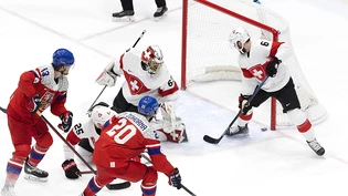 Leonardo Genoni im Schweizer Tor zeigte mit 35 Paraden eine starke Leistung