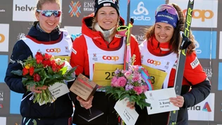 Desirée Steiner gewinnt den Frauenlauf vor Maria Adele Zampa und Giuliana Werro aus Zernez.