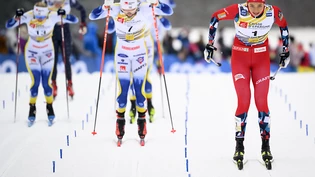 Norwegens Premierensiegerin Kristine Skistad setzt sich klar vor den drei Schwedinnen durch.